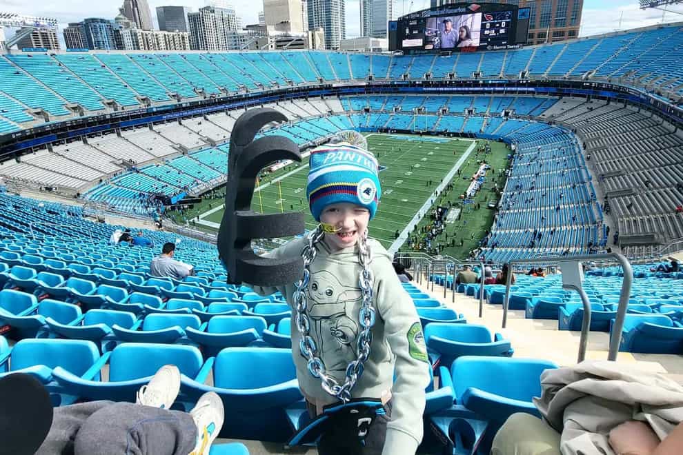 Archie Wilks went to watch a game of American football at the Carolina Panthers stadium, near the hospital where he is receiving treatment (Archie’s Journey/PA)