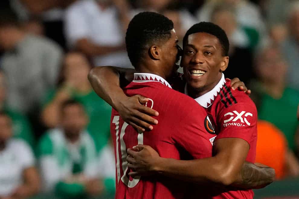 Anthony Martial and Marcus Rashford inspired United (Petros Karadjias/AP)