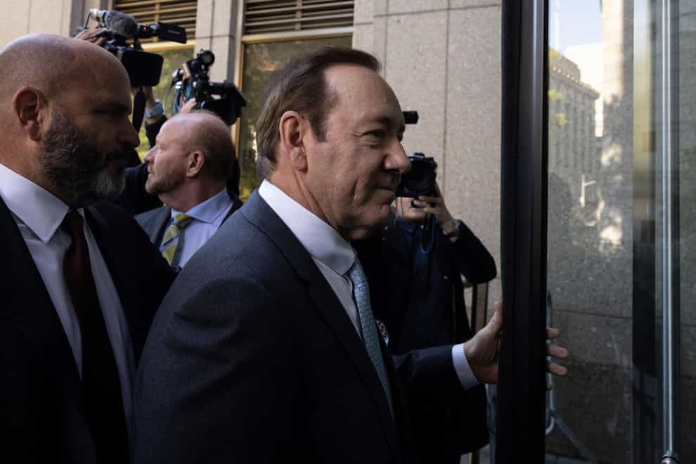 Actor Kevin Spacey arrives at court for the civil lawsuit trial, Thursday, Oct 6, 2022, in New York (Yuki Iwamura/AP/PA)