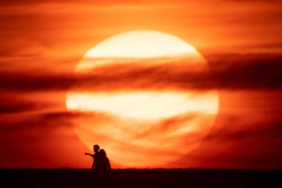 The sun sets in Chesterton, Warwickshire on June 23 2022 (Jacob King/PA)