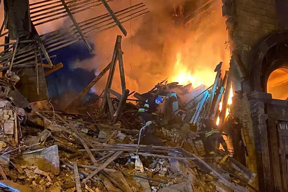 A Russian attack on Zaporizhzhia overnight struck apartment buildings and killed at least 17 people, a top official in the Ukrainian city said on Sunday (Ukrainian Emergency Service/AP )