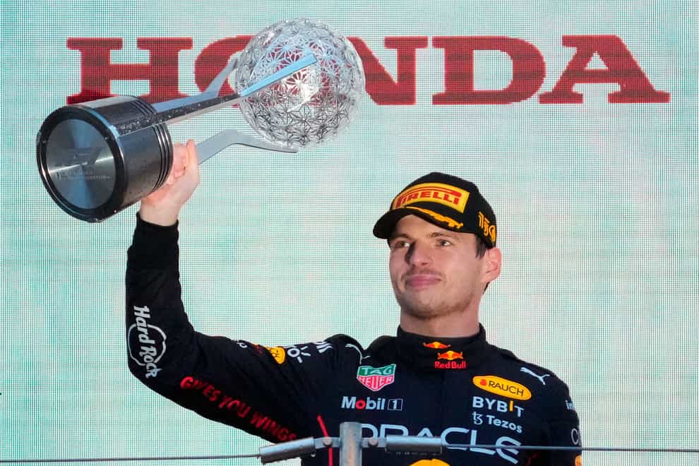 Max Verstappen claimed his second F1 drivers’ title after winning the Japanese Grand Prix (Toru Hanai/AP)