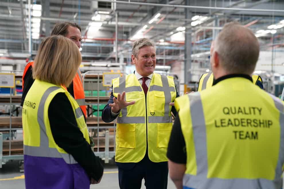 Labour leader Sir Keir Starmer during a visit to the Vaillant factory in Belper, Derbyshire (Joe Giddens/PA)
