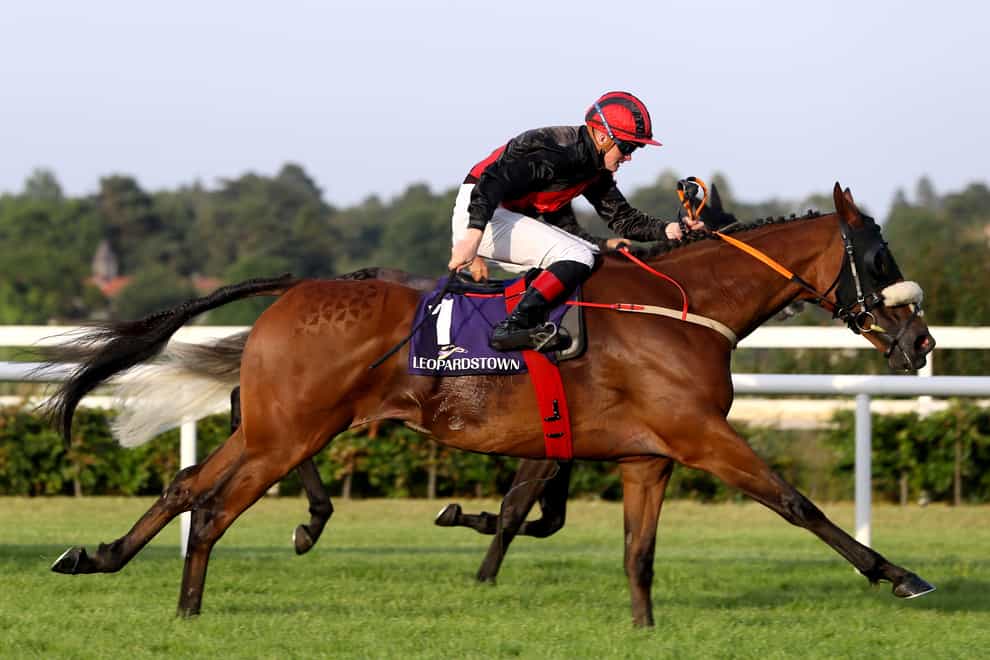 Peregrine Run ridden by Sam Ewing on their way to winning the Horseraces S.A. Of Greece Handicap at Leopardstown Racecourse in Dublin, Ireland (Brian Lawless/PA)