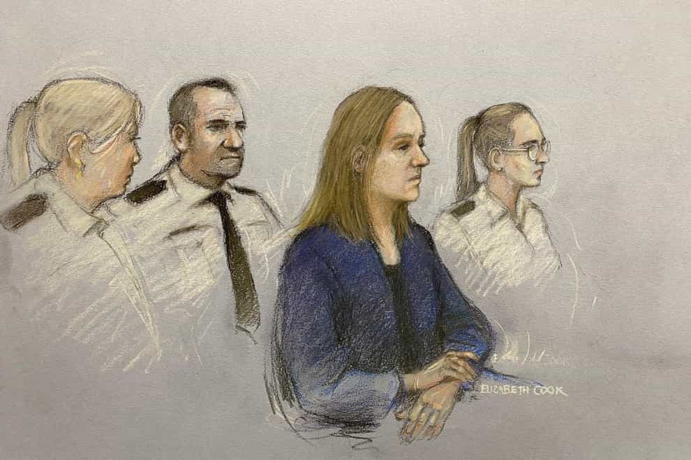 Court artist sketch by Elizabeth Cook of Lucy Letby appearing in the dock at Manchester Crown Court where she is charged with the murder of seven babies and the attempted murder of another ten, between June 2015 and June 2016 while working on the neonatal unit of the Countess of Chester Hospital. Picture date: Monday October 10, 2022 (Elizabeth Cook/PA)
