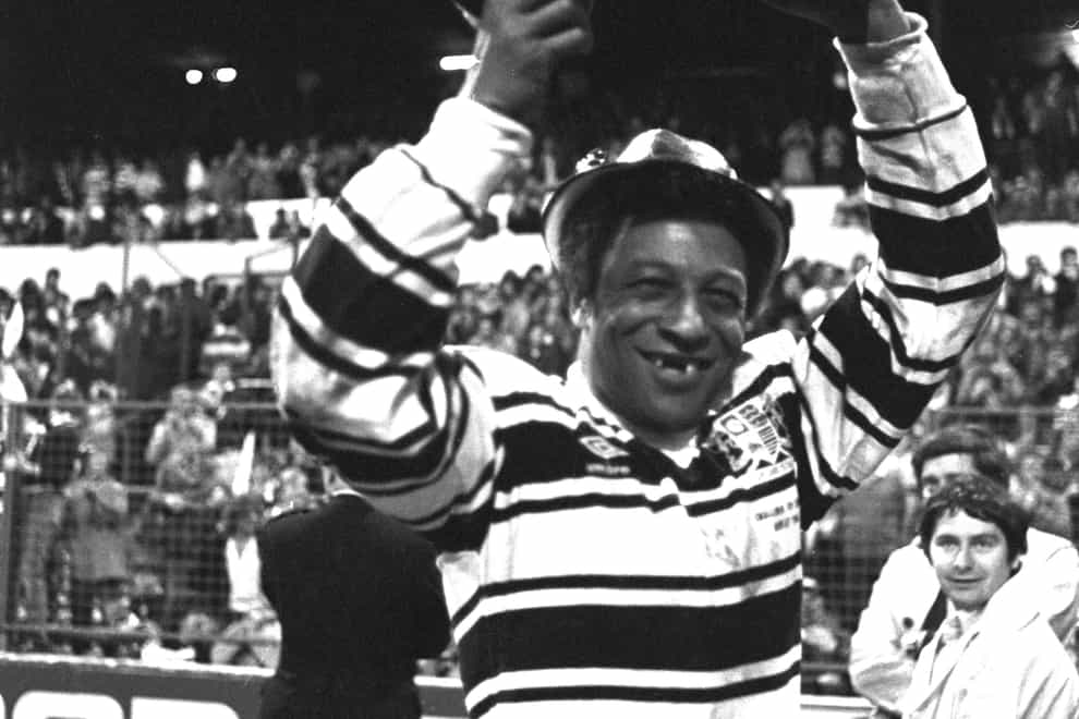Clive Sullivan, seen lifting the Challenge Cup with Hull, led Great Britain to World Cup glory 50 years ago (PA Archive)