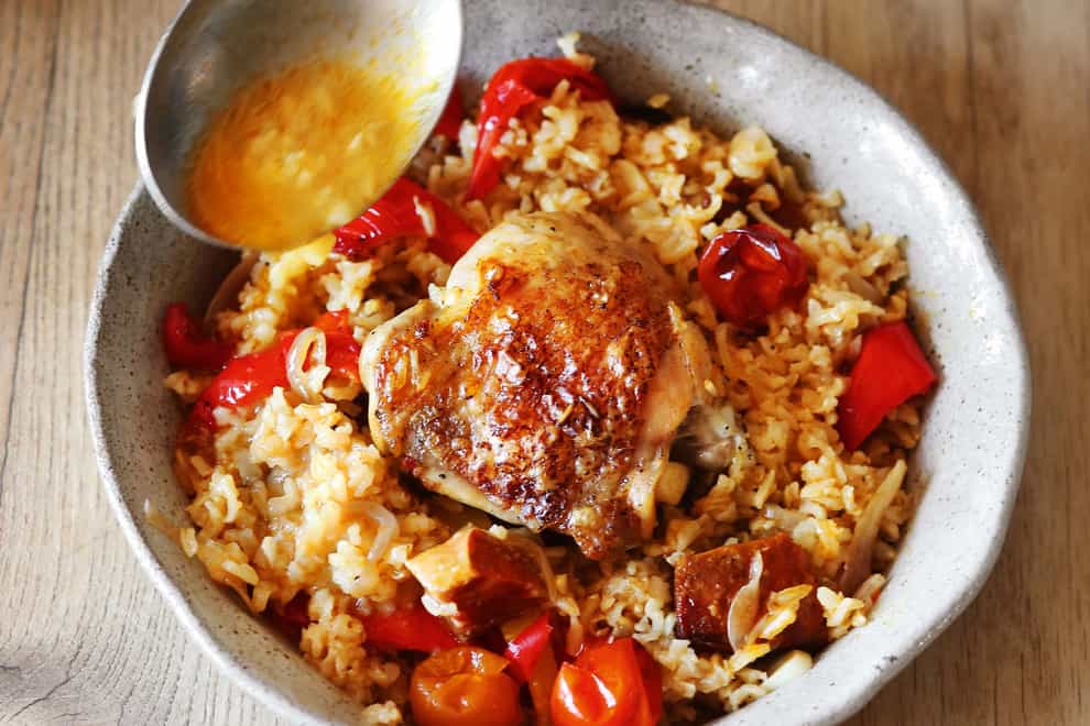 Chicken and chorizo rice from Good Comfort (Simon Wheeler/PA)