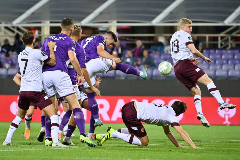 Fiorentina’s Luka Jovic scores the opener (Massimo Paolone/AP)