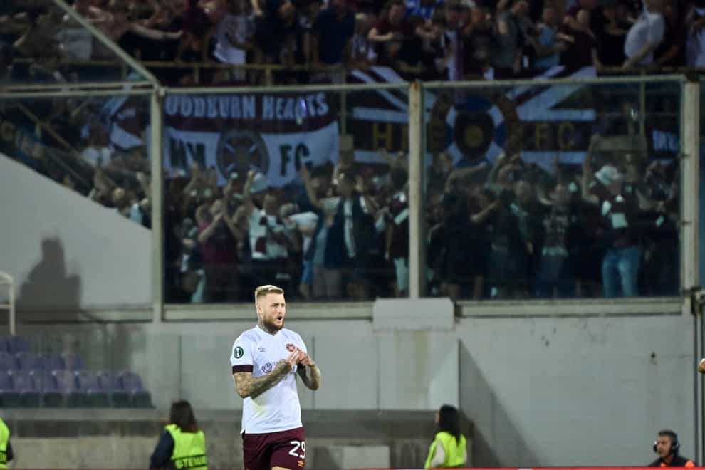 Stephen Humphrys lightened up a tough night for Hearts with his goal (Massimo Paolone/LaPresse via AP)
