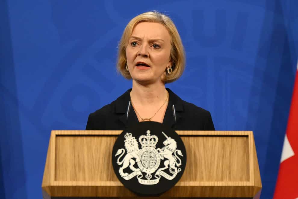 Prime Minister Liz Truss during a press conference at Downing Street (Daniel Leal/PA)