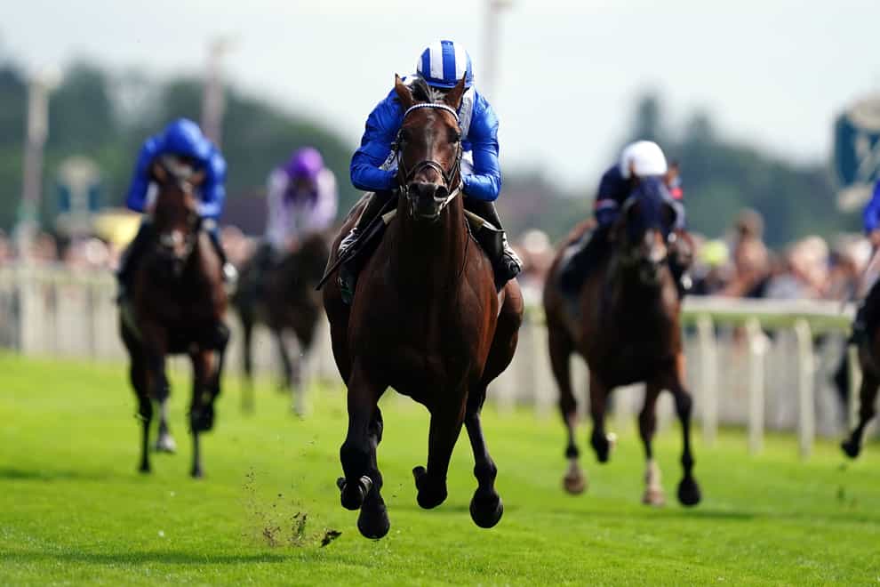 Baaeed ridden by Jim Crowley on their way to winning the Juddmonte International Stakes on day one of the Ebor Festival at York Racecourse. Picture date: Wednesday August 17, 2022.