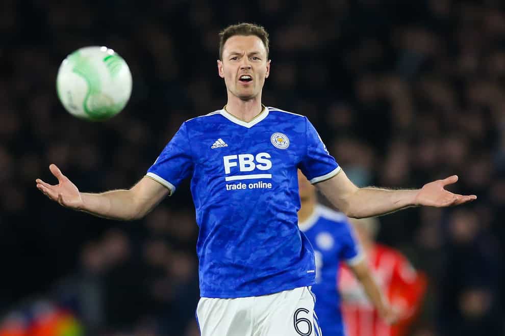 Jonny Evans is a doubt for Leicester’s home game with Crystal Palace (Barrington Coombs/PA)