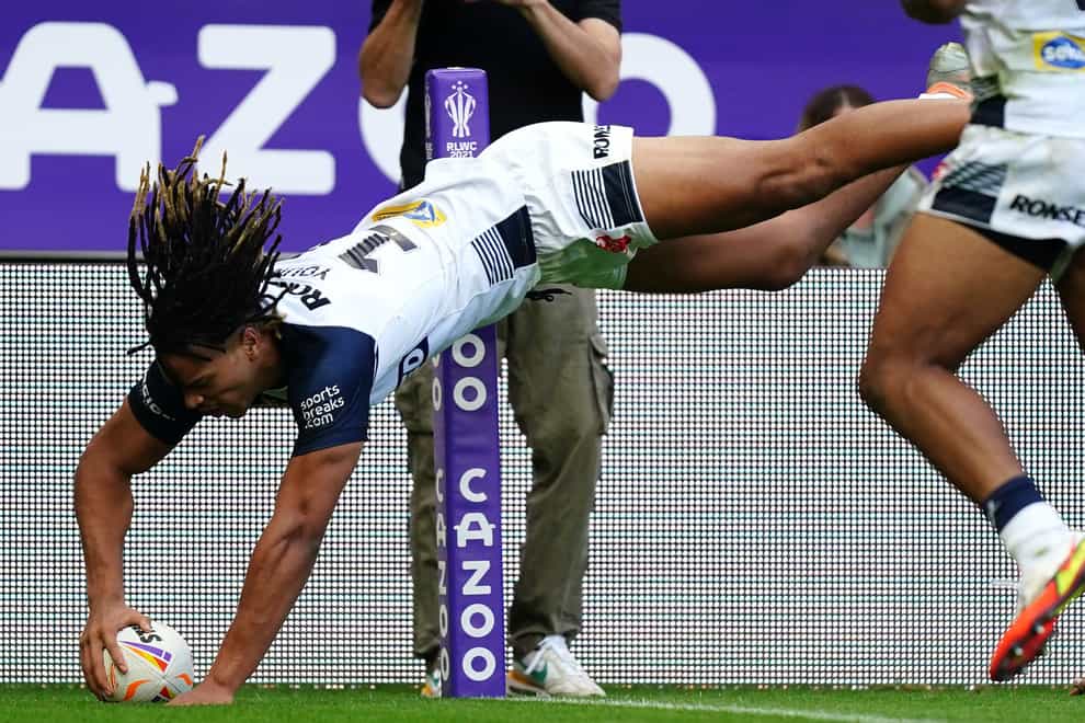 Dom Young scores his second try (Mike Egerton/PA)