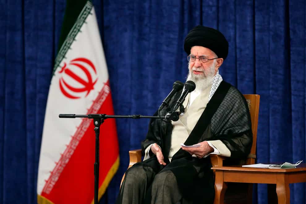 The Iranian supreme leader, Supreme Leader Ayatollah Ali Khamenei speaks in a meeting with members of the Expediency Council, in Tehran (Office of the Iranian Supreme Leader via AP)