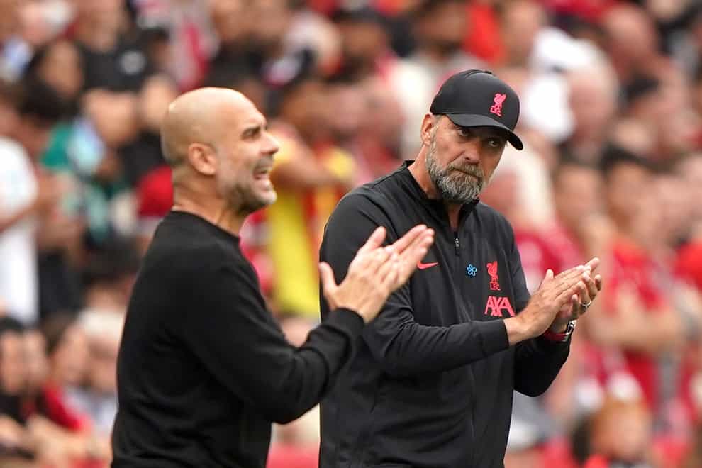Liverpool manager Jurgen Klopp’s relationship with Manchester City counterpart Pep Guardiola, left, is a respectful one (Joe Giddens/PA)