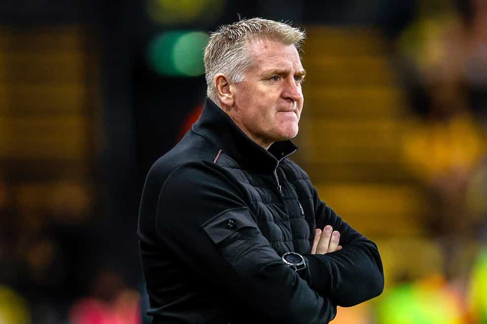 Dean Smith shows his frustration during Norwich’s loss to Watford (Steven Paston/PA)