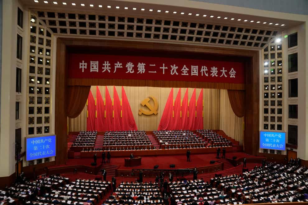 President Xi Jinping delivers a speech at the opening ceremony of the 20th National Congress of China’s ruling Communist Party at the Great Hall of the People in Beijing (Mark Schiefelbein/AP)