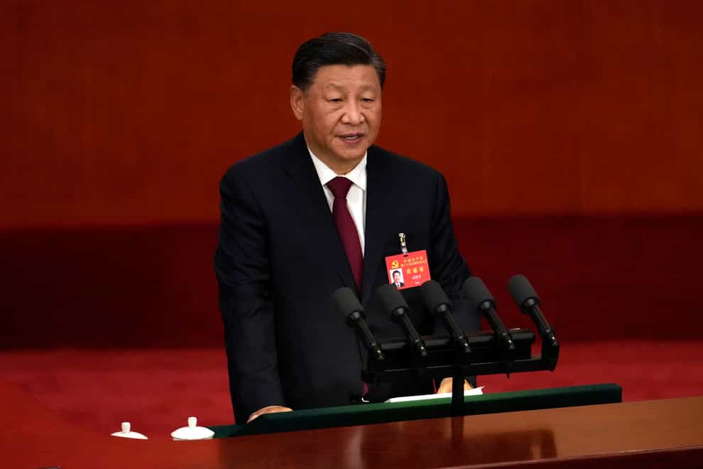 President Xi Jinping delivers a speech during the opening ceremony of the 20th National Congress of China’s ruling Communist Party at the Great Hall of the People in Beijing (Mark Schiefelbein/AP)