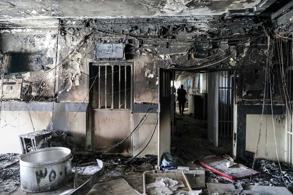 A workshop in Evin prison following a fire (Mizan News Agency via AP)
