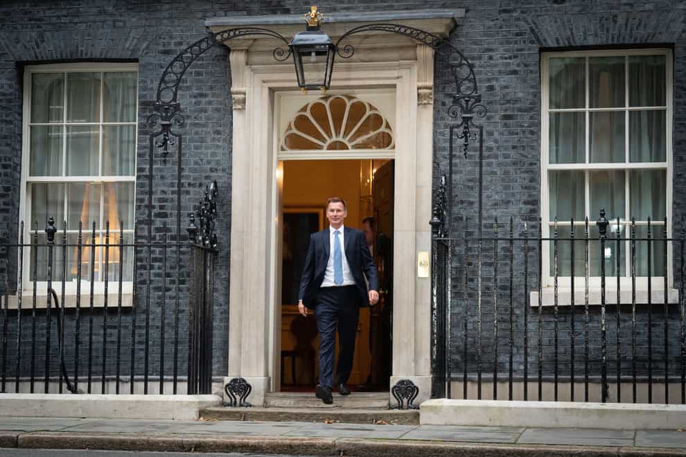 Jeremy Hunt leaves 10 Downing Street in London (Stefan Rousseau/PA)