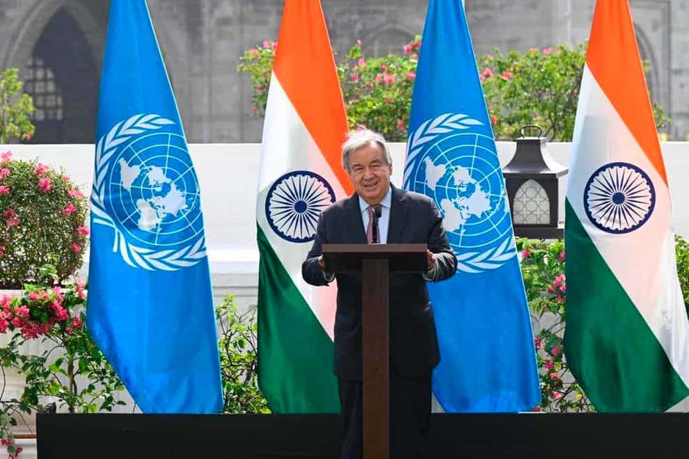 UN Secretary General Antonio Guterres (Ministry of External Affairs via AP)