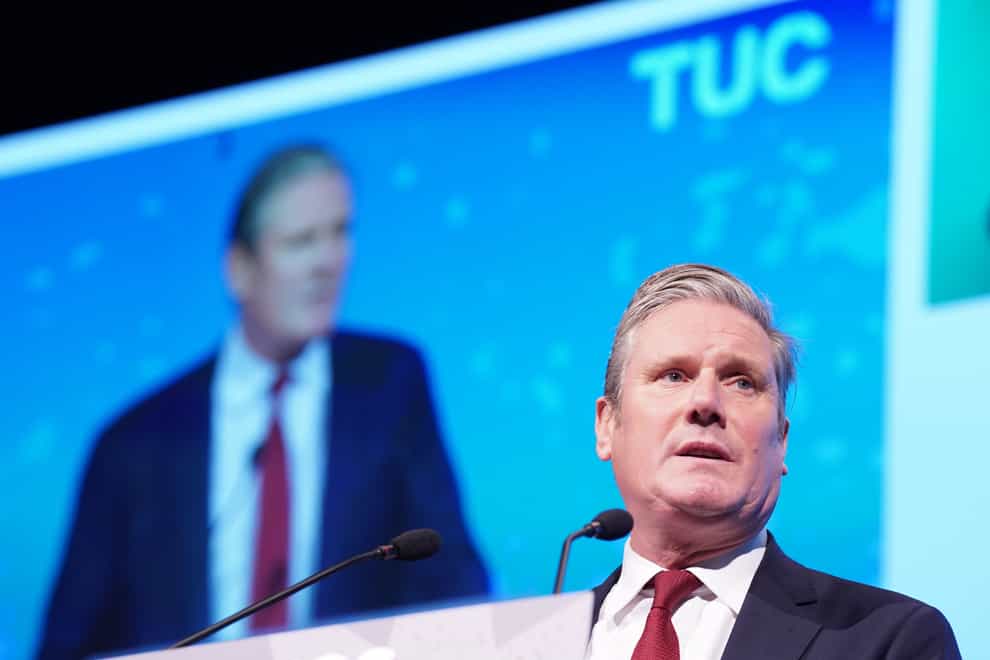 Labour leader Sir Keir Starmer speaking at the TUC congress in Brighton (Stefan Rousseau/PA)