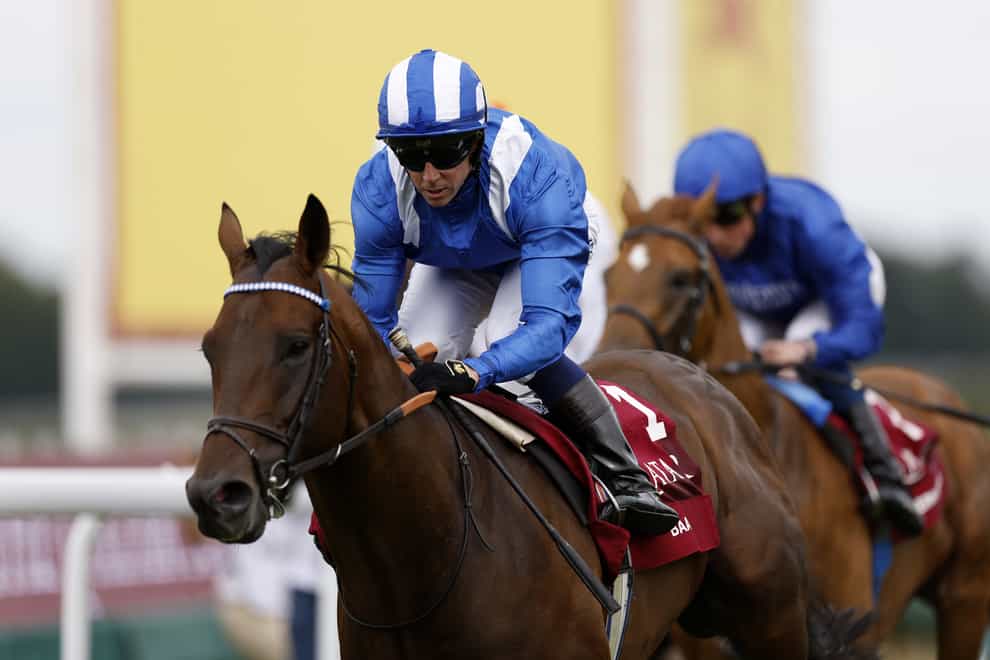 Baaeed ridden by jockey Jim Crowley on the way to winning in the Qatar Sussex Stakes on day two of the Qatar Goodwood Festival 2022 at Goodwood Racecourse, Chichester (Steven Paston/PA)