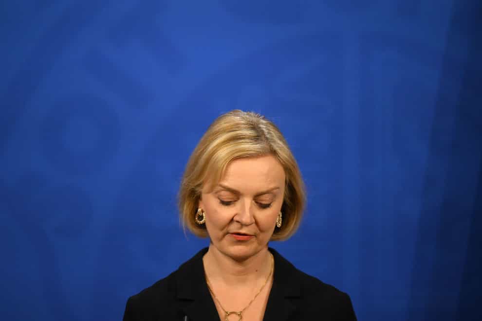 Prime Minister Liz Truss during a press conference in the briefing room at Downing Street, London. Picture date: Friday October 14, 2022 (Daniel Leal/PA)