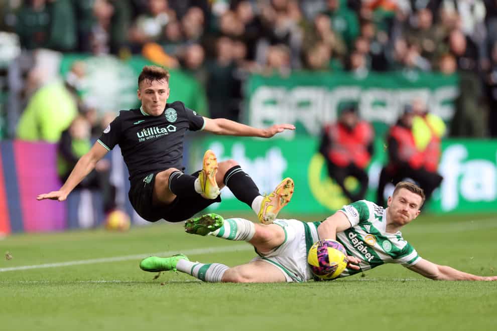 Hibernian’s Josh Campbell (left) happy to see VAR brought in (Steve Welsh/PA)