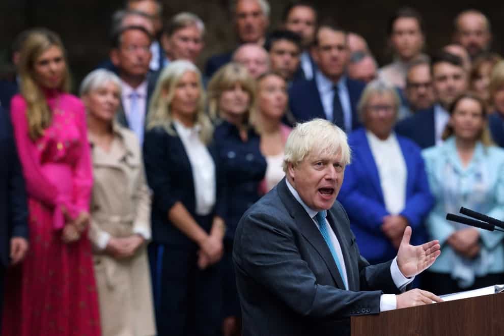 Boris Johnson makes his final speech in Downing Street before formally resigning as Prime Minister (Victoria Jones/PA)