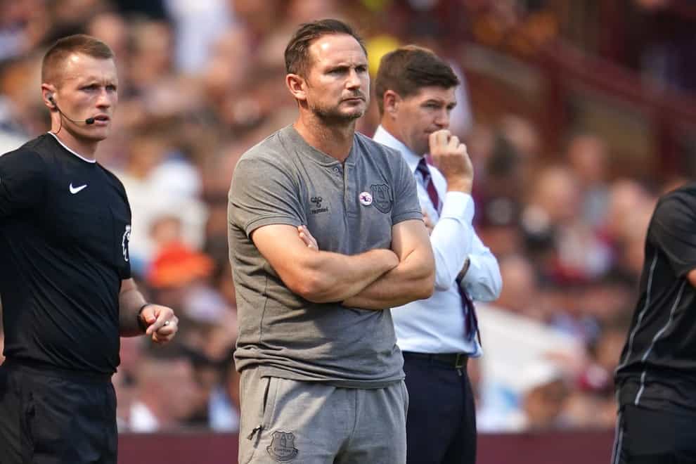 Frank Lampard (left) and Steven Gerrard on the touchline when Everton played Aston Villa in August (Nick Potts/PA).