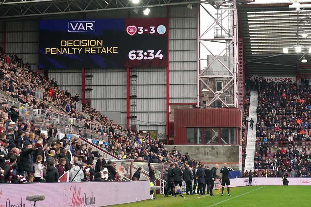 VAR made its mark on Celtic’s dramatic win over Hearts (Jane Barlow/PA)