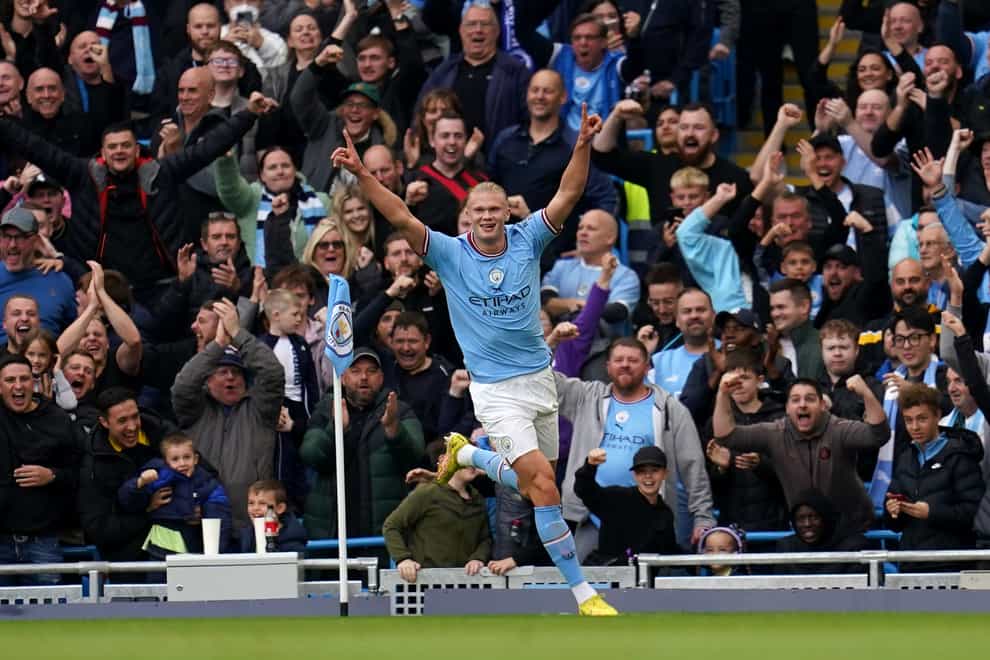 Manchester City’s Erling Haaland celebrates (Nick Potts/PA)