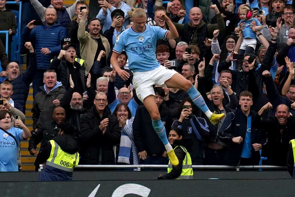 Manchester City’s Erling Haaland returned to goalscoring ways against Brighton (Nick Potts/PA)