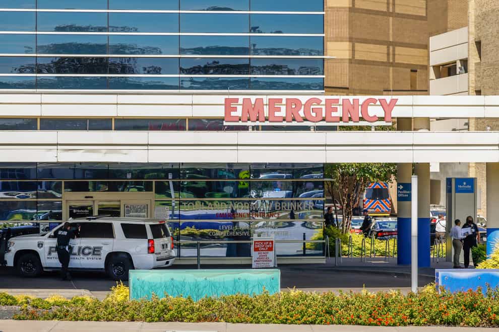 Police respond to an active shooter incident at Methodist Dallas Medical Centre on Saturday, Oct. 22, 2022. Two hospital employees were shot during the incident, according to police (Liesbeth Powers/The Dallas Morning News via AP/PA)