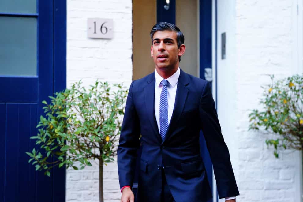 Conservative leadership candidate Rishi Sunak outside his home in London, following the resignation of Liz Truss as Prime Minister on Thursday. Picture date: Monday October 24, 2022. See PA story POLITICS Tory. Photo credit should read: Victoria Jones/PA Wire