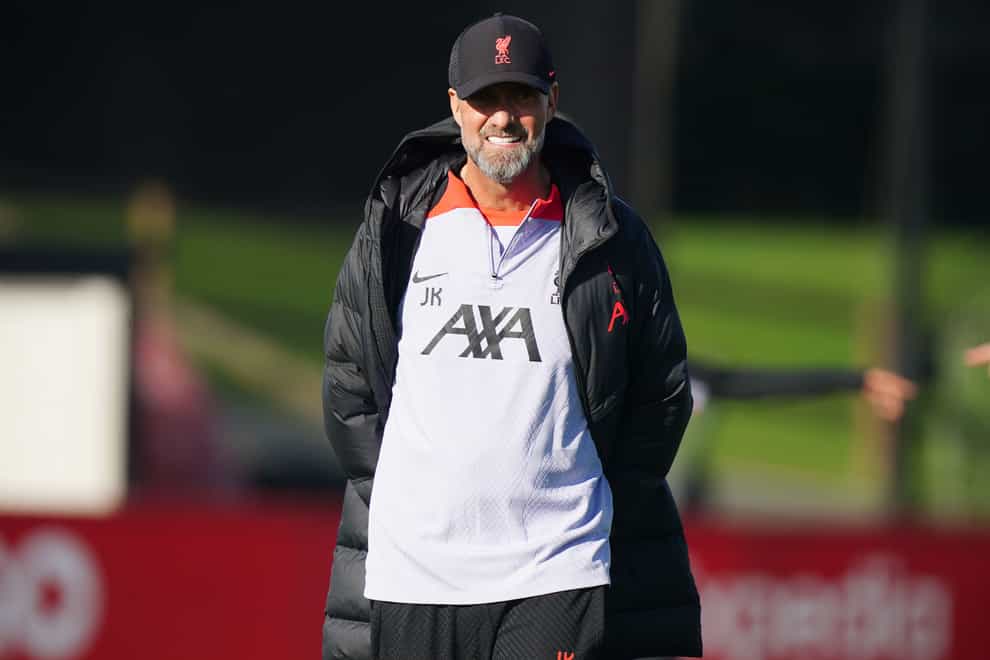 Liverpool manager Jurgen Klopp during a training session ahead of Wednesday’s clash with Ajax (Mike Egerton/PA).