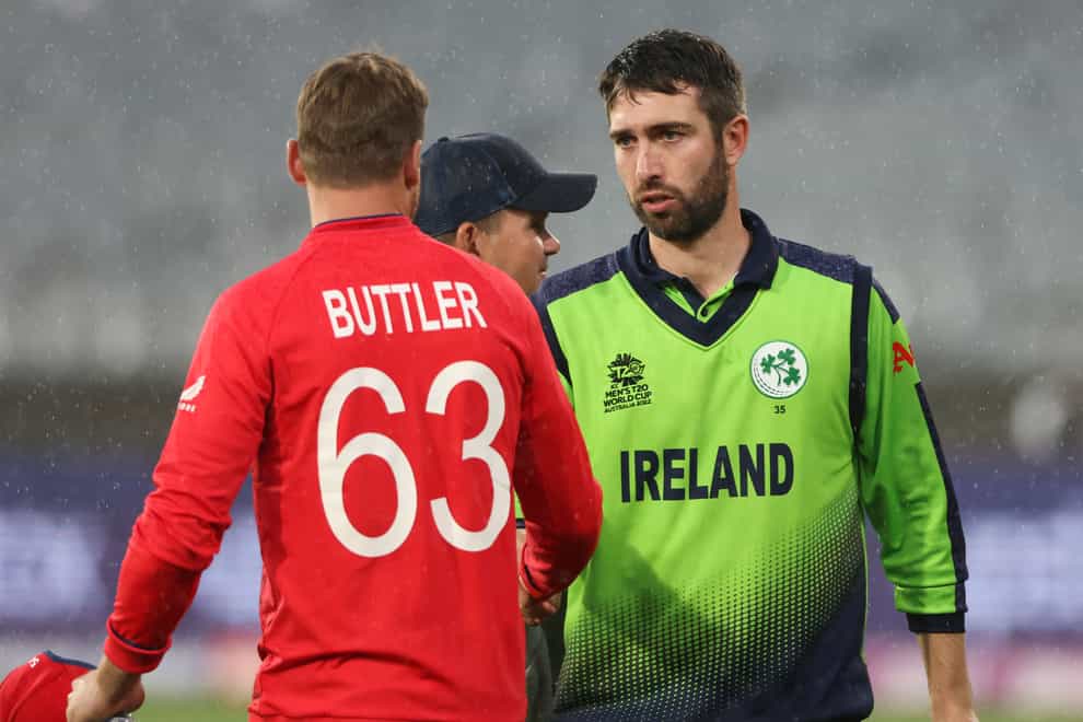 Ireland skipper Andy Balbirnie acknowledges a landmark win over England (Asanka Brendon Ratnayake/AP)
