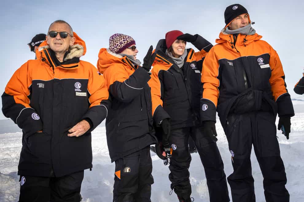 New Zealand prime minister Jacinda Ardern, second right, on a trip to Antarctica (Mike Scott/NZ Herald/Pool via AP)