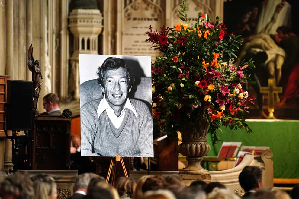 A photo of Lester Piggott is seen during a service to celebrate his life (Mike Egerton/PA)
