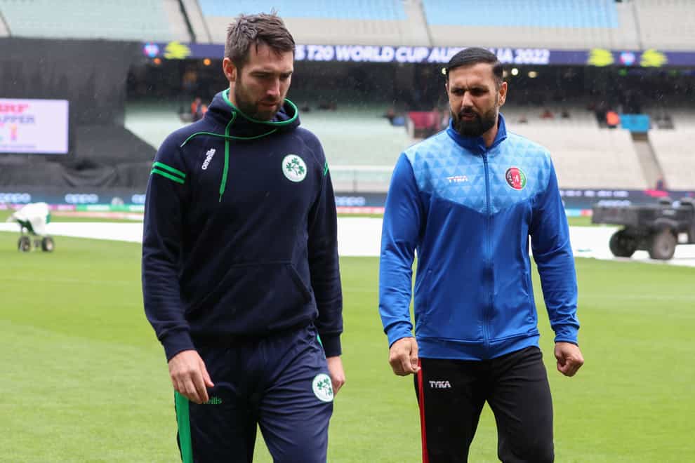 Andy Balbirnie, left, was pragmatic about Ireland’s fixture against Afghanistan being washed out (Asanka Brendon Ratnayake/AP)