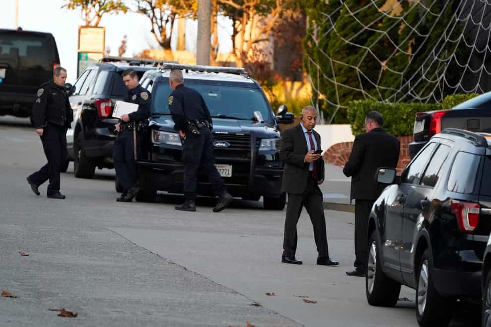 Police outside the home of Paul Pelosi, the husband of House Speaker Nancy Pelosi, in San Francisco (Eric Risberg/AP)