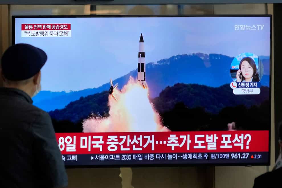 South Korea has said North Korea fired more than ten missiles off its eastern and western coasts hours after issuing a veiled threat to use nuclear weapons against the US and Seoul (Ahn Young-joon/AP)