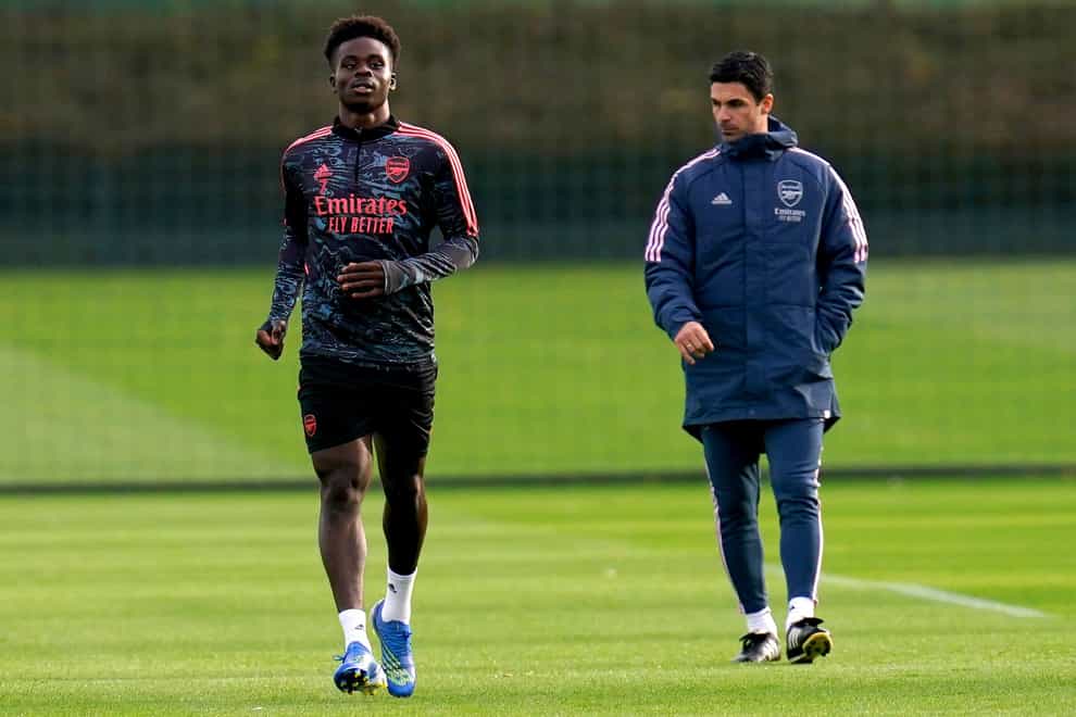 Bukayo Saka trained with Arsenal on Wednesday following an ankle injury (John Walton/PA)