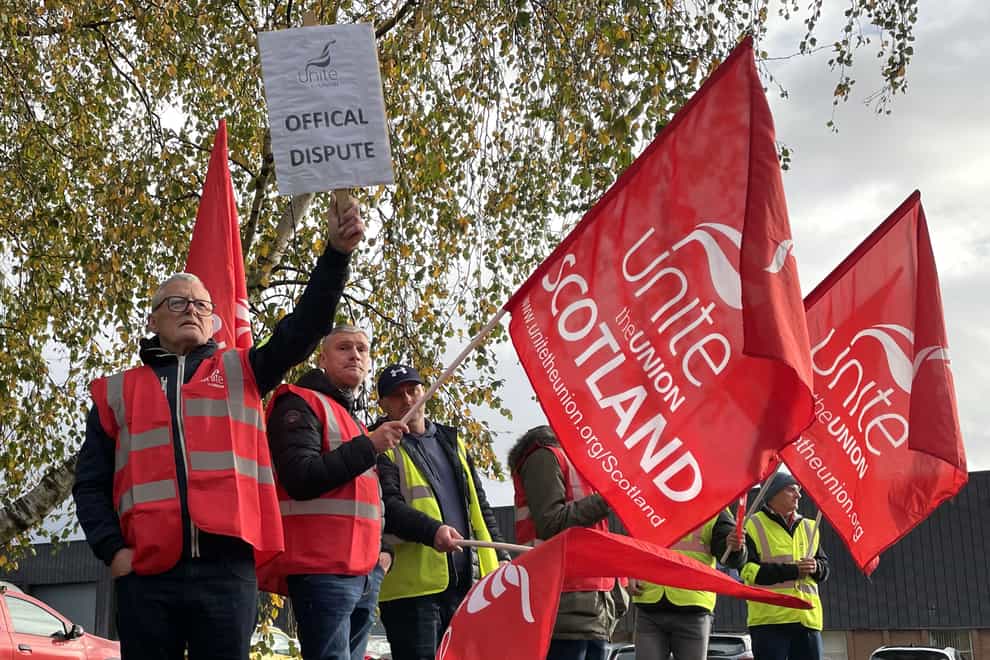Workers at the Co-op coffin factory in Glasgow walked out on Monday (Rebecca McCurdy/PA)