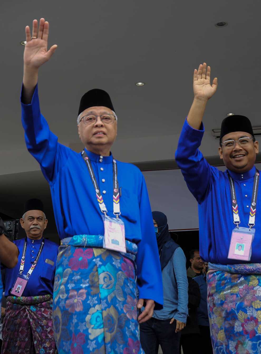 Malaysian Prime Minister Ismail Sabri Yaakob, center, waves to his supporters after his nomination documents were accepted for the upcoming general election in Bera, Pahang, Malaysia, Saturday, Nov. 5, 2022 (Ahmad Yusni/AP/PA)