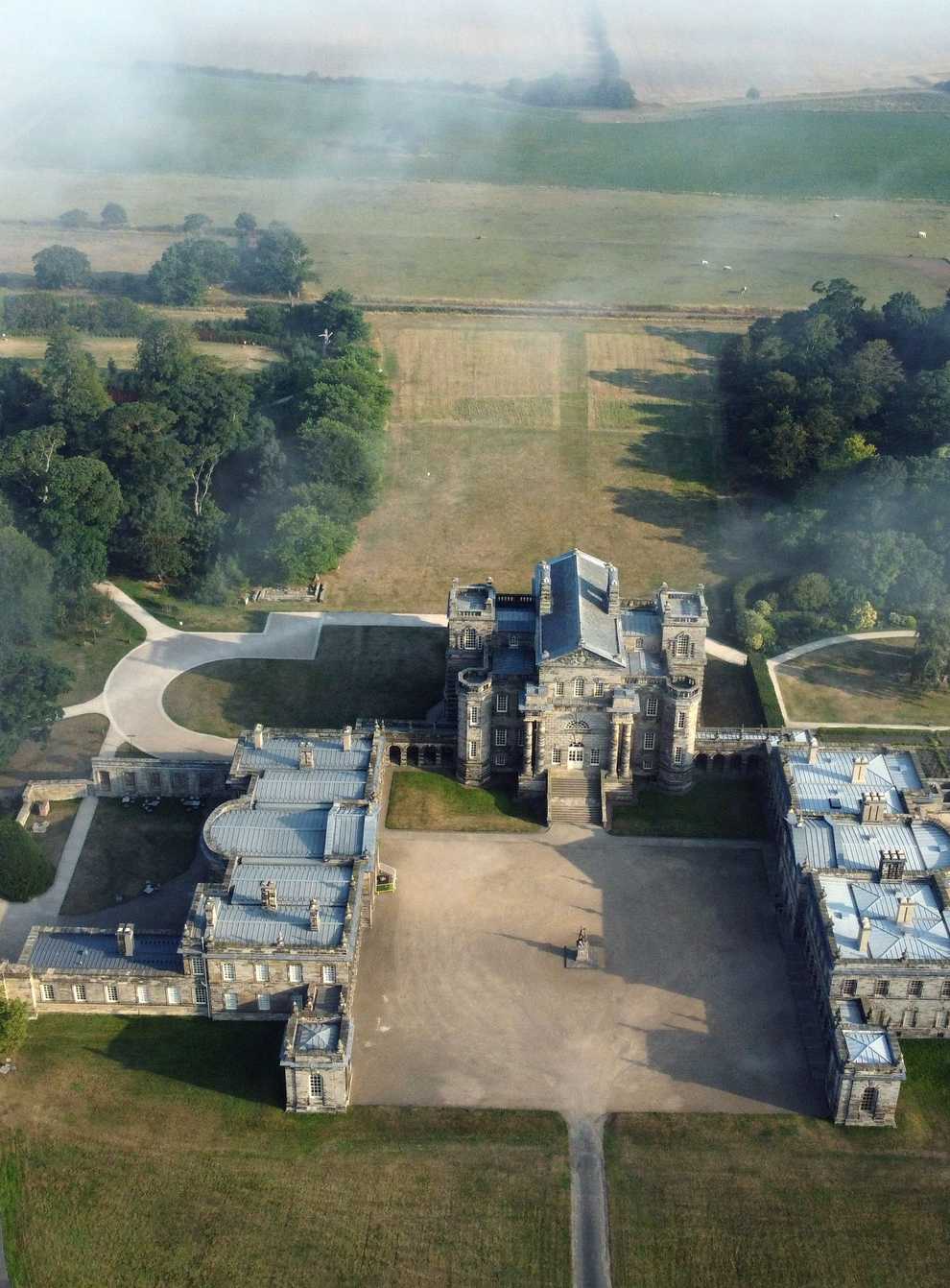 An aerial view of the National Trust’s Seaton Delaval Hall in Northumberland (PA)