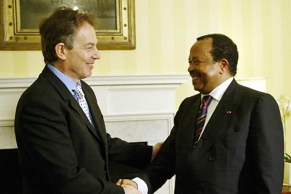 President Paul Biya of Cameroon who has been in power for 40 years, seen with former prime minister Tony Blair (PA)