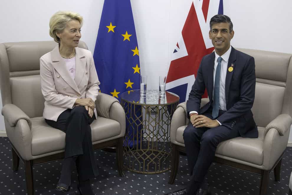 Prime Minister Rishi Sunak meets with European Commission President Ursula von der Leyen (Steve Reigate/Daily Express/PA)