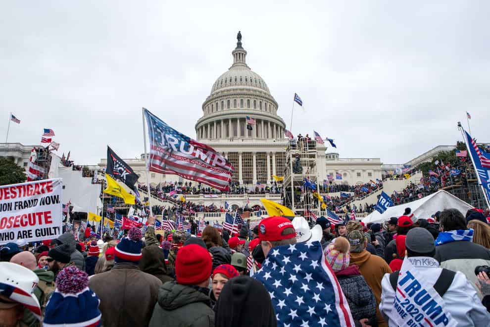 Rioters loyal to former US president Donald Trump rally at the US Capitol in Washington on January 6 2021 (Jose Luis Magana/AP)